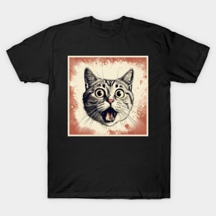 Shocked Cat Cartoon Vintage Cartoon Cat Crazy T-Shirt